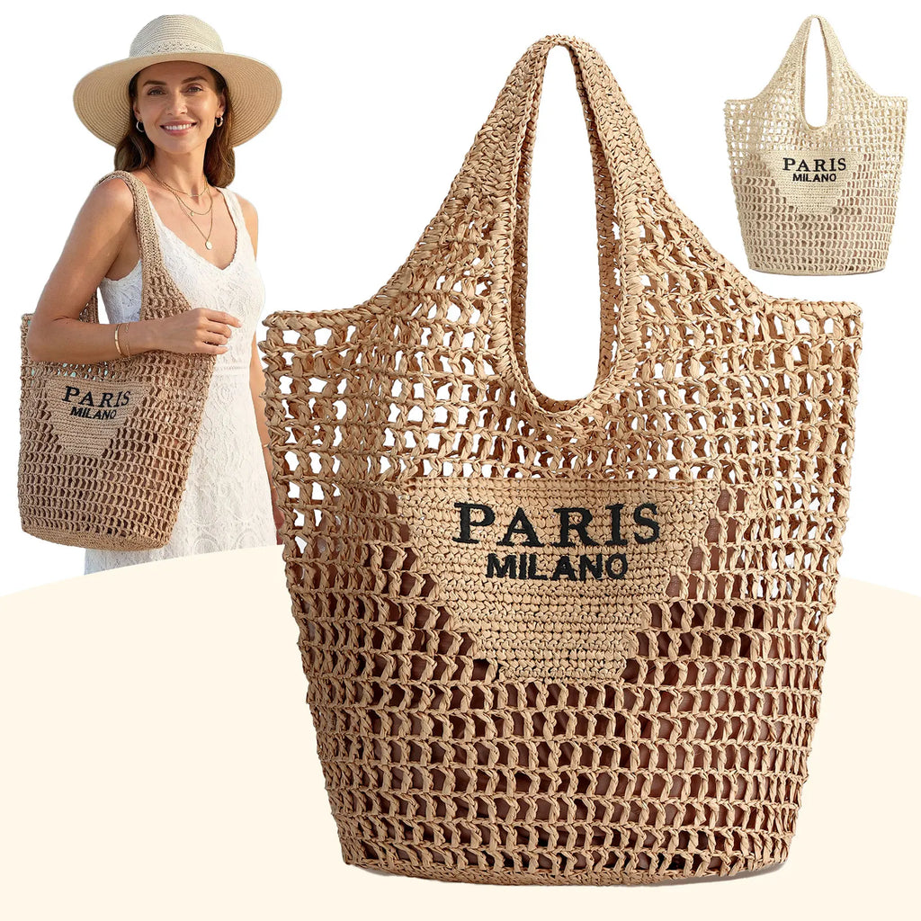 Handwoven Straw Beach Tote | Wovetsa