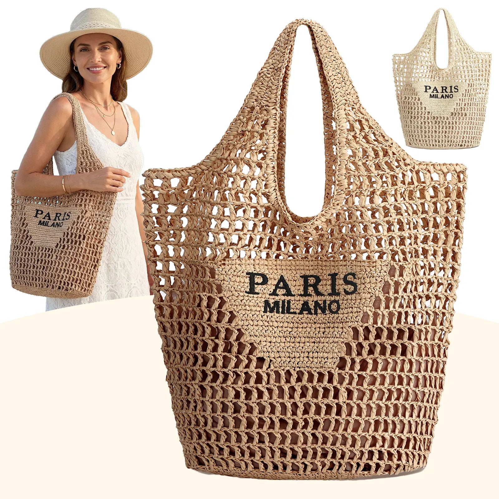 Handwoven Straw Beach Tote | Wovetsa