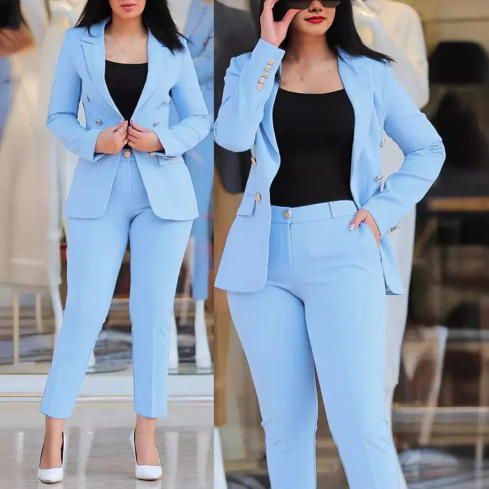 Slim Fit Blazer & Straight Leg Pants Two Piece Suit | Wovetsa