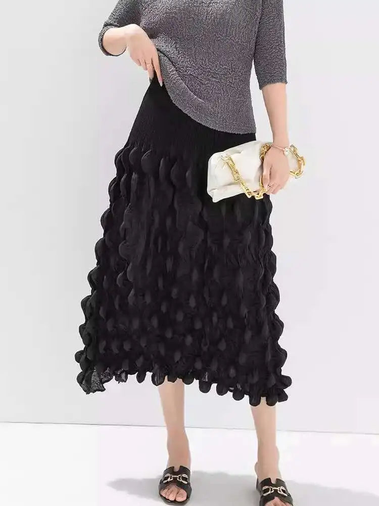 Pleated A-Line Midi Skirt | Wovetsa
