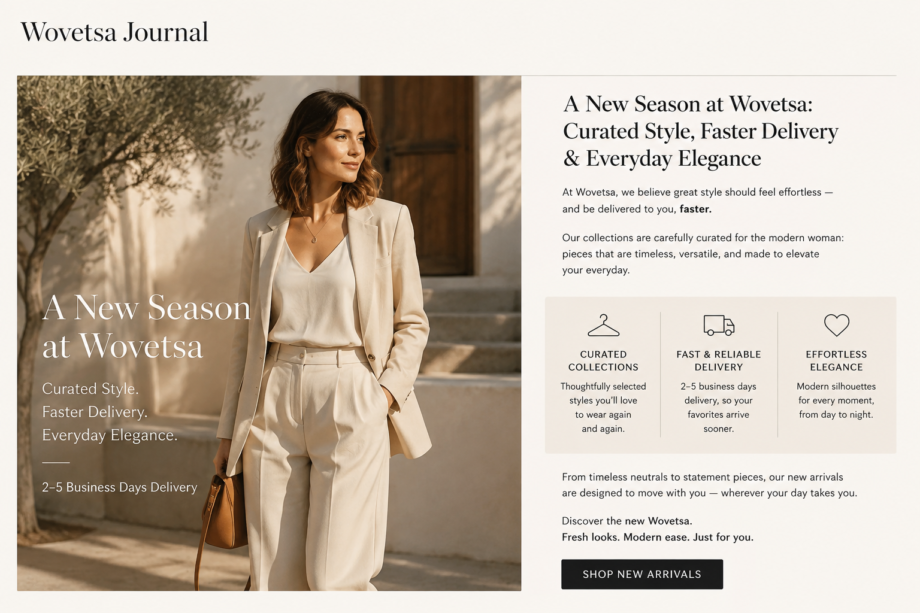 a new season at wovetsa: curated style, faster delivery, everyday elegance — cover