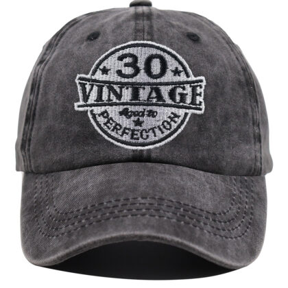 30th birthday aged to perfection embroidered hat front view